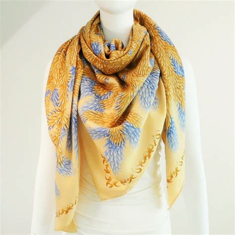 hermes gener peris yellow cashmere silk 140 cm shawl
